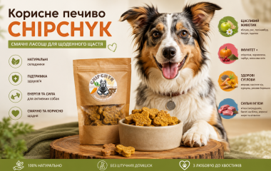 Корисне печиво для собак Chipchyk: смачні ласощі з натуральних інгредієнтів