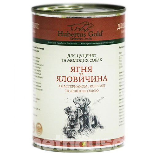 Вологий корм для собак Hubertus Gold Junior, ягня та яловичина з пастернаком і кольрабі