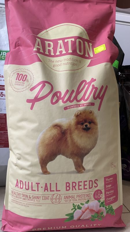 Araton poultry, повноцінний сухий корм для дорослих собак усіх порід з м'ясом птиці
