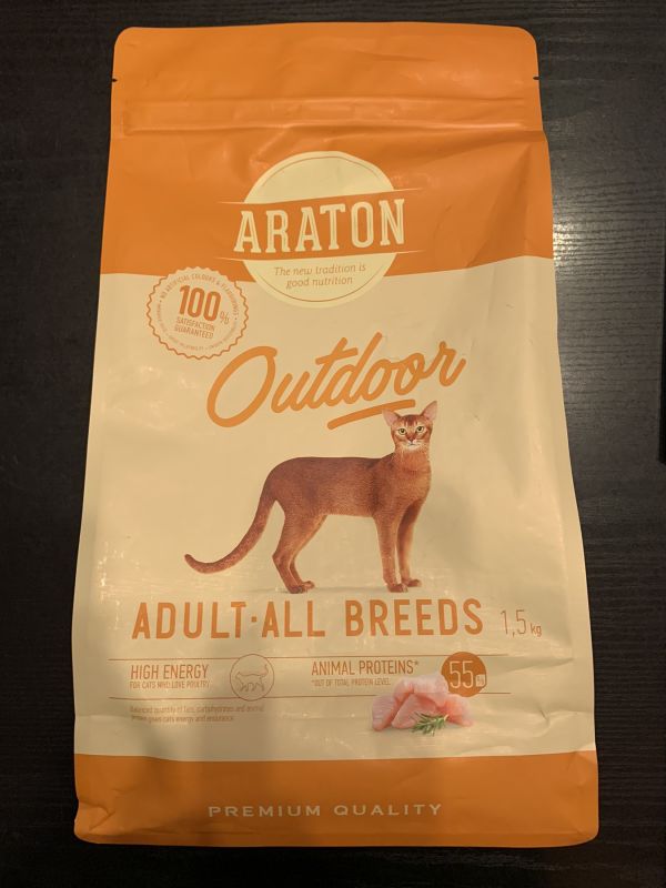 Araton outdoor - преміальний сухий корм з куркою та індичкою для дорослих котів