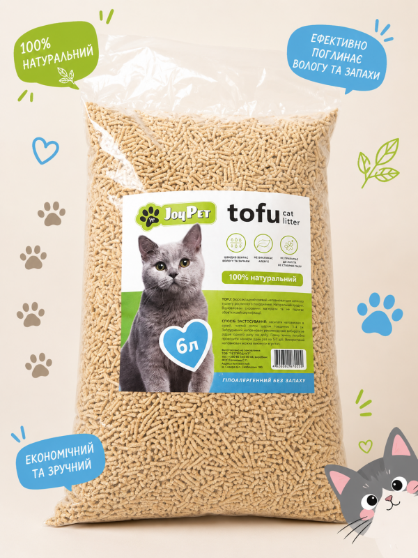 Наповнювач для котячого туалету JoyPet Tofu без запаху 6 л