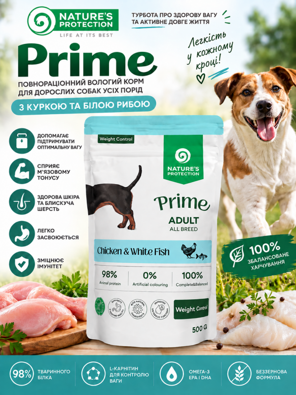Вологий корм Nature's Protection Prime для контролю ваги собак