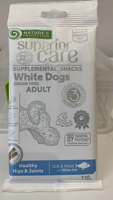 Nature's Protection White Dogs Healthy Hips & Joints, беззернові ласощі з білою рибою