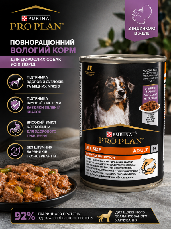 Pro Plan Adult Turkey вологий корм для собак з індичкою в желе