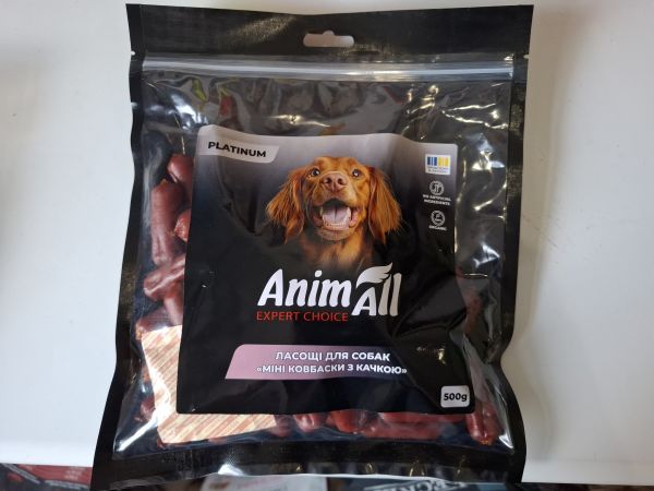 Смаколики для собак AnimAll Platinum сосиски з качкою 500 г