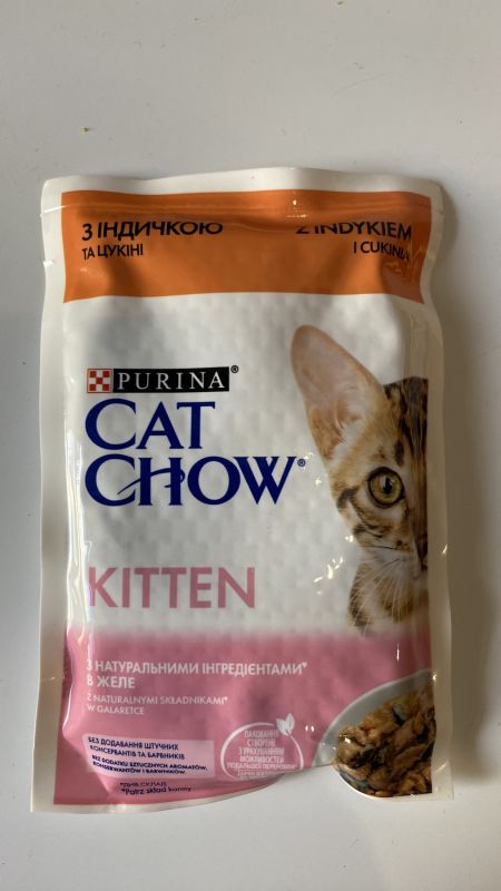 Вологий корм Purina Cat Chow для кошенят (індичка, цукіні, желе)